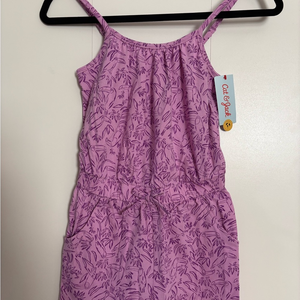 Cat & Jack Lilac and Purple Tropical Print Girls Romper